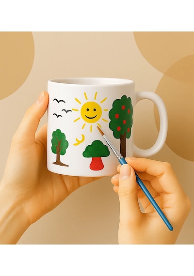 Bk Gift Kendi Kupanı Kendin Oluştur Boyanabilir Kupa Seti, Arkadaşa Hediye, Sevgiliye Hediye, Doğum Günü Hediyesi Kobitmeyencom34575 Bk Gift