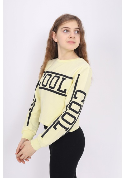 Toontoy Kız Çocuk Cool Baskılı Sweatshirt Sarı