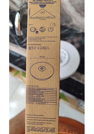 12 Watt Ledli Sensörlü Tavan Armatürü Beyaz Işık 6500k Beyaz
