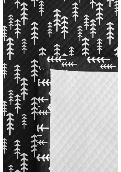 Siyah Geometrik Genç Odası Tek Kişilik Pike Takımı - Modern Minimal 160x220 Cm Kapitone Yatak Örtüsü Hafif Halı Sarmalı
