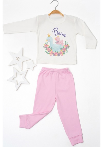 Pia Baby İsme Özel Kız Çocuk 2 Adet Pijama Takımı %100 Pamuk Penye İsim Baskılı Kişiye Özel Kreş Pijaması Hediye Seti 20344p15pi Krem