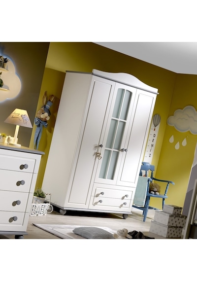 Meltem Kids Carino Gri Üç Kapılı Camlı Dolap