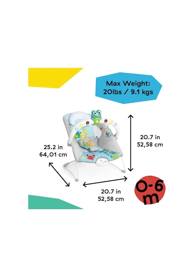 Ocean Explorers Müzikal Zıpzıp Yenidoğan Koltuğu, Kick To It Neptune, Üniseks, 0-6 Ay, 9 Kg A Kadar