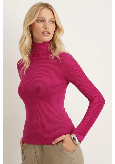 Armonika Kadın Fuşya Balıkçı Yaka Kolu Şeritli Yumuşak Dokulu Bluz Arm-26k001043 Armonika Kadın Fuşya Balıkçı Yaka Kolu Şeritli Yumuşak Dokulu Bluz Arm-26k001043