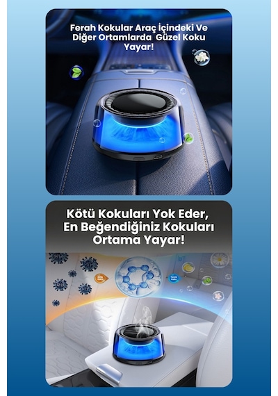 Harvox Rgb Buharlı Araç Parfümü Aromaterapi Difüzör, Led Işıklı, Oto Hava Tazeleyici