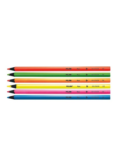 Mılan 752306 Black Wood Fluo Kuru Boya Kalemi 6lı