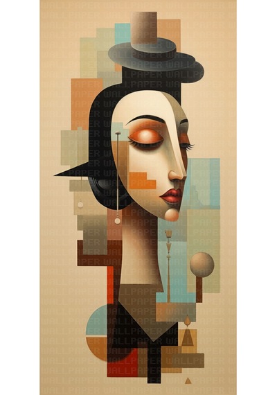 Abstract Kadın Portre Poster Duvar Kağıdı Renkli