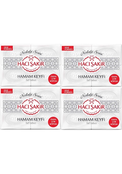 Hacı Şakir Hamam Keyfi Nostalji Geleneksel Beyaz Sabun 4'lü 4 x 200 G
