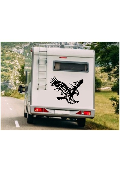 Sticker Dizayn Kartal Sticker - Eagle Beşiktaş Kanatlı Uçan Kartal Sticker - Araba Oto Motosiklet Karavan Cam Sticker - 00326 60x47 Cm