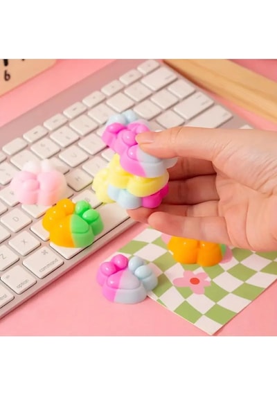 4 Adet Minik Kedi Patisi Pufi Taba Squishy Stres Oyuncağı Pati Sukuşi