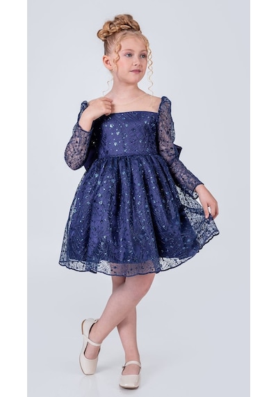 Mnk Baby & Kids Ruche Lipa Kız Çocuk Abiye M00783 Lacivert