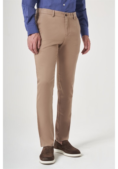 İmza Bej Yan Cep Slim Fit Casual Pamuklu Chino Pantolon 1003260178 KOYU BEJ