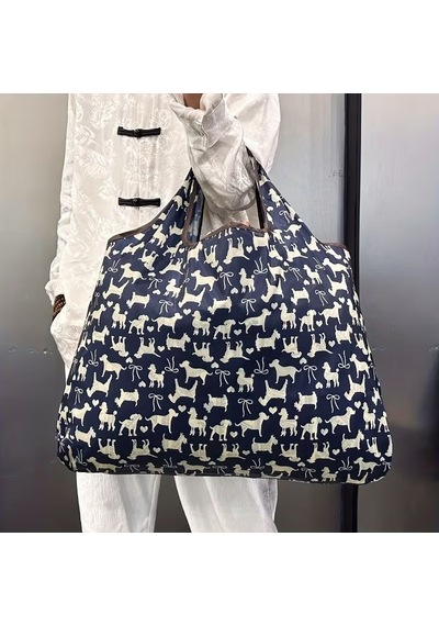 My Balli Store Büyük Boy Alışveriş Ve Pazar Çantası, Dayanıklı Polyester Omuz Tote Çanta Köpek Baskılı