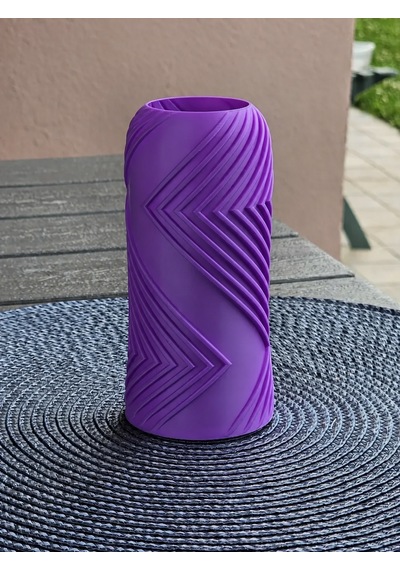 3d Baskı Vector Vazo - Geometrik Çizgili Dekoratif Vazo-mor Diğer
