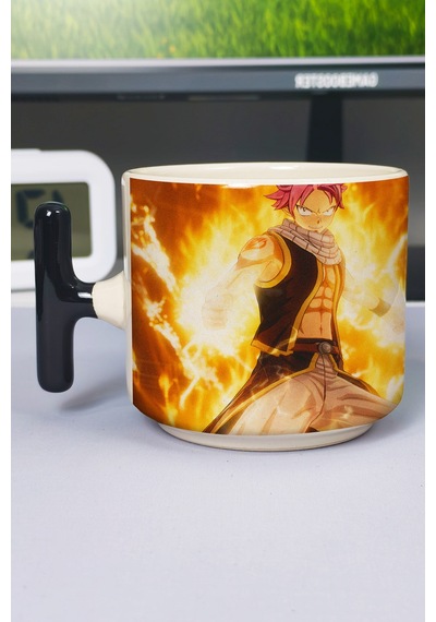 Fairy Tail Anime Baskılı Seramik Lüks Kupa 1 Adet T Şeklinde Özel Siyah Kulp Dalga Kulp V1t Çok Renkli