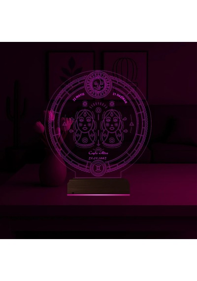 Luvivia Astroloji İkizler Burcu Kişiye Özel 3d Lamba - Masa Gece Lambası