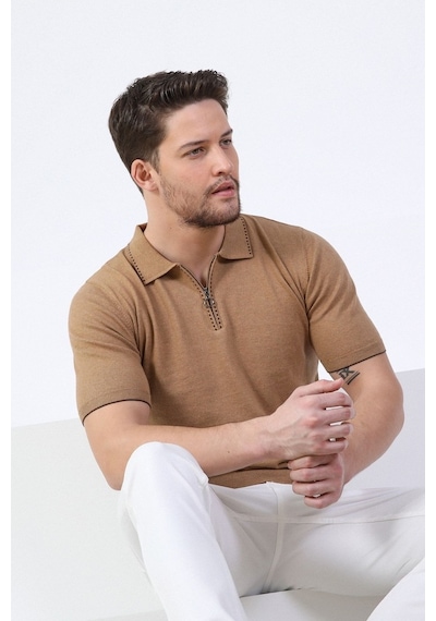 Ferraro Camel Polo Yaka Fermuarlı Erkek Pamuk Triko T-Shirt-Kahverengi (417942840) Kahverengi Ferraro Camel Polo Yaka Fermuarlı Erkek Pamuk Triko T-Shirt-Kahverengi (417942840) Kahverengi