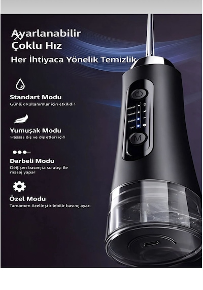 Nvg Ipx7 Ağız Duşu 320ml 5 Başlık 4 Mod 20-140 Psı Şarjlı Kablosuz Pro Diş Temizleme Cihazı Yeni Nesil