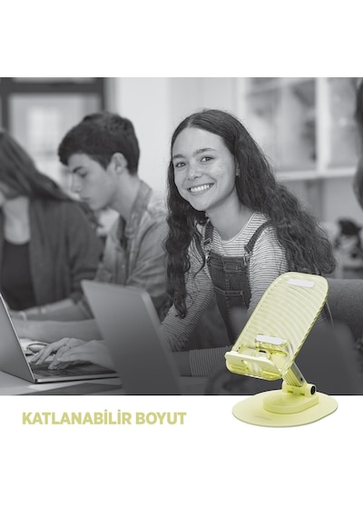 Polosmart Pbs171 Telefon Tablet Standı Ayarlanabilir Masaüstü Tutucu 4-10,2 İnç Uyumlu Silikon Sarı