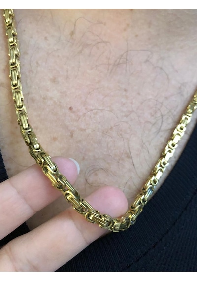 4.5mm Sarı Altın Kral Erkek Çelik Kolye Işıklı Kutuda Sevgiliye Eşe Babaya Kolye Sarı