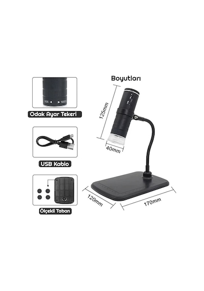 Triline 1000x Wifi Dijital Led Kablosuz Pilli Mikroskop 1080p