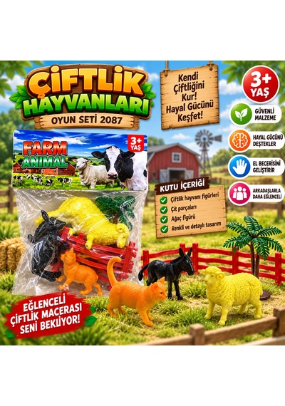 Oyuncak Çiftlik Hayvanları Seti Çiftlik Hayvan Figürleri Çit Ve Ağaç Aksesuarları Eğlenceli Çiftlik Oyuncağı