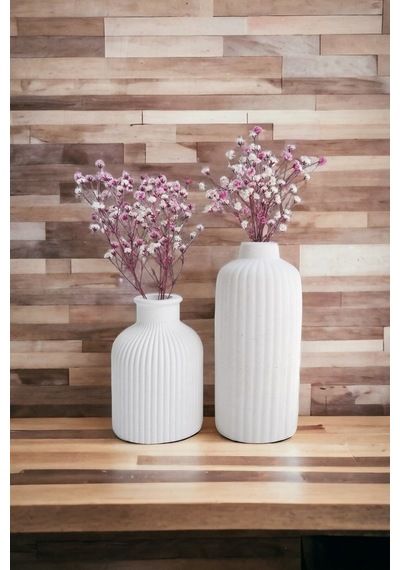Dekoratif Iskandinav Tarz Mini Ve Uzun Beton Vazo Set Ikili