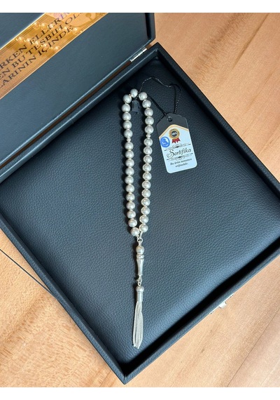 Gümüş Tesbih Küre 925 Ayar Gümüş Özel Yazılı Erkek Hediye Sertifikalı Kişiye Özel İsim 8 X 7 Mm