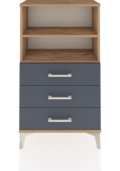 Arges Komodin 2 Raflı 3 Çekmeceli 60x30x106 Çam-antrasit Atlas Çam