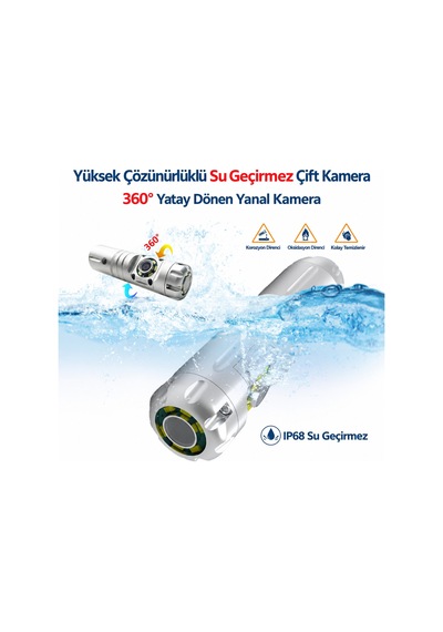 CR-110 30 Metre Sert Kablo Yılan Kamera - Ips Ekran 1080p Endüstriyel 360 Derece Kamera