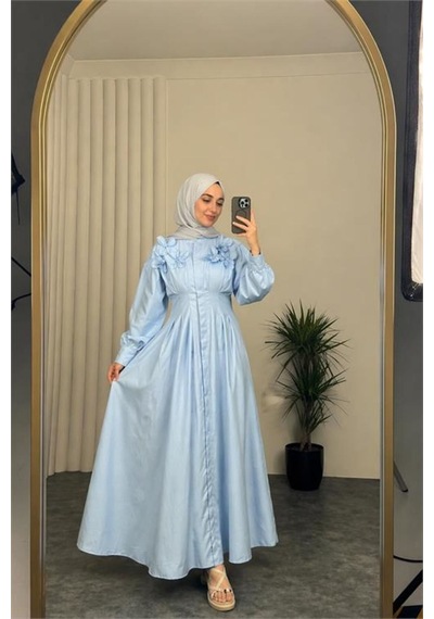 Neşeli Butik Kadın Bebe Mavi Belden Oturtmalı Çiçek Detaylı Premium Tesettür Elbise Nbvq4933 Bebe Mavisi Neşeli Butik Kadın Bebe Mavi Belden Oturtmalı Çiçek Detaylı Premium Tesettür Elbise Nbvq4933 Bebe Mavisi
