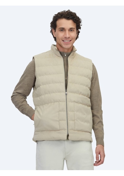 Bej Regular Fit Dik Yaka Casual Dokuma Spor Yelek Bej