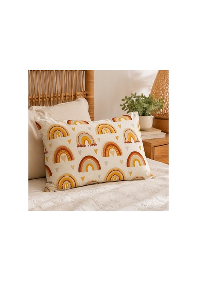 Çocuk Yastık Kılıfı Tek Kişilik Desenli 50 X 70 Cm 1 Adet Hardal Gökkuşağı