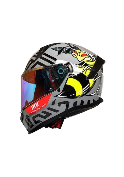 M-910 Mat Bee Güneş Vizörlü Kask Kırmızı Camlı Kask Çok Renkli