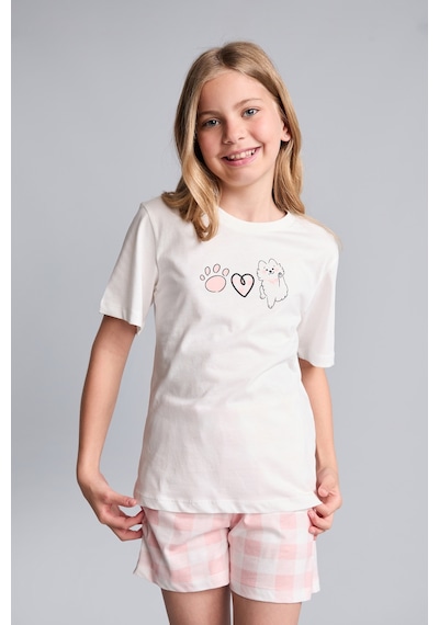 Defacto Regular Fıt Şortlu 2li Ekru Pijama Takımı Kız Çocuk I1574a826smer2 Ekru-er2