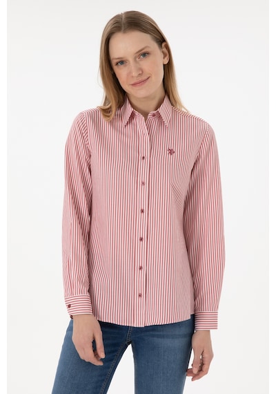 U.S. Polo Assn. Kadın Vişne Çizgili Uzun Kollu Gömlek 50306407-VR223 U.S. Polo Assn. Kadın Vişne Çizgili Uzun Kollu Gömlek 50306407-VR223