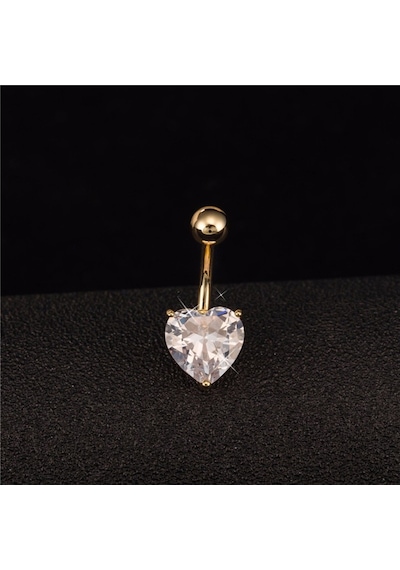 Chavin Kalp Taşlı Gold Göbek Piercing Da47 Altın