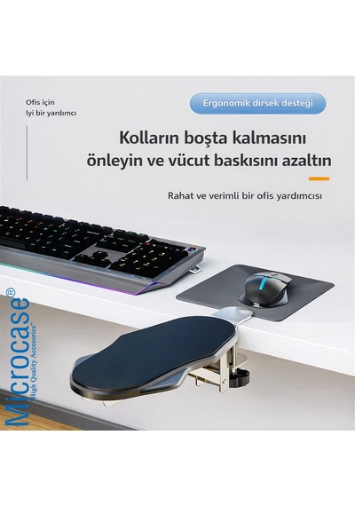 Microcase Döner Ve Katlanabilir Tasarım Masaya Monte Kol Dayama Standı Al5449 Siyah Logosuz