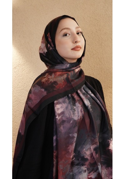 Mirsoy Scarf Pamuk Etnik Desen Şal Bordo