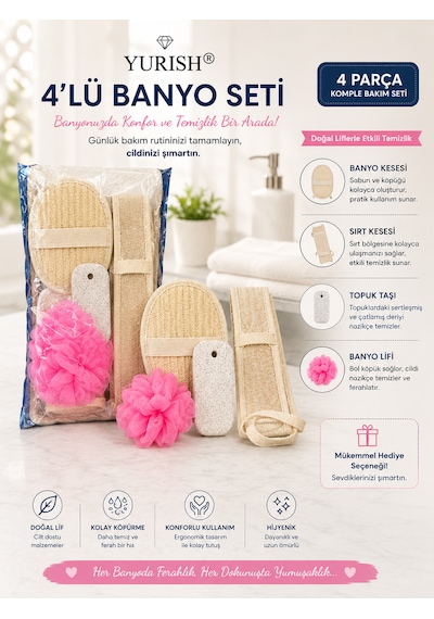 4'lü Banyo Seti Doğal Bakımın En Konforlu Hali