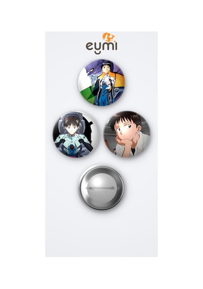 Neon Genesis Evangelion Shinji Ikari 3'lü Metal Rozet Seti 58mm İğneli Buton Çanta Yaka Rozeti Çok Renkli