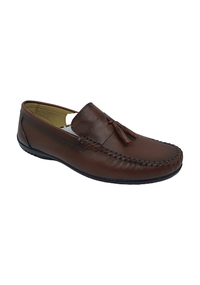 Zerhan 100 Erkek Taba Hakiki Deri Günlük Kullanım Loafer Ayakkabı Taba