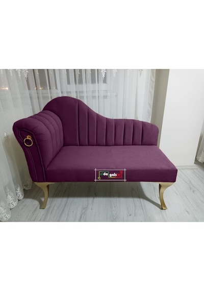 Yeni Model Ultra Lüks Alda Çizgili Josefin Bench Puf Mor