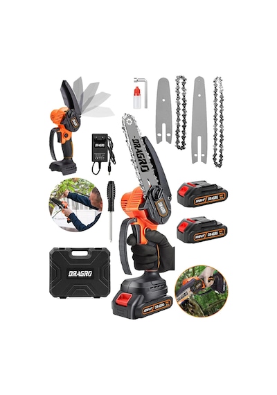 Dragro Drg-128 128Vf 10Ah Kırmızı Akülü Dal Budama Testeresi 15 CM Yedek Zincir