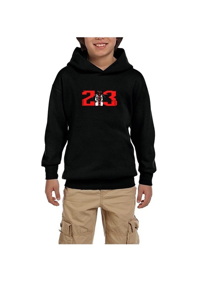 Zepplin Giyim 23 Siyah Çocuk Kapşonlu Sweatshirt Siyah