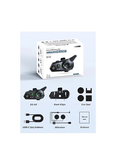 D2-6x 1000m Mesafeli 6 Kanallı İntercom Bluetooth Motosiklet Kask Kulaklığı İntercom Kulaklık 57412489