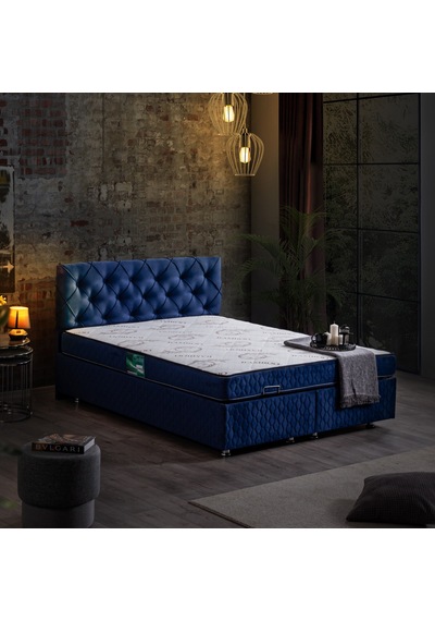 Setaymobilya Baza, Vita Çift Kişilik Lacivert Baza + Başlık + Comfort Yatak