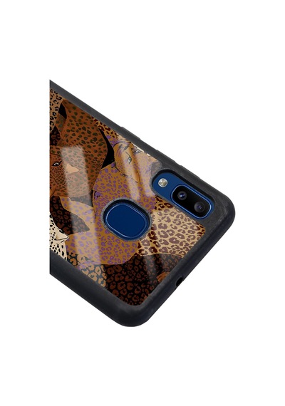 Samsung Uyumlu A30 Leoparlar Tasarımlı Glossy Telefon Kılıfı Çok Renkli