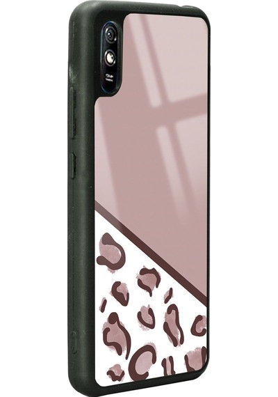 Xiaomi Redmi 9a Kahve Leopar Tasarımlı Glossy Telefon Kılıfı Siyah