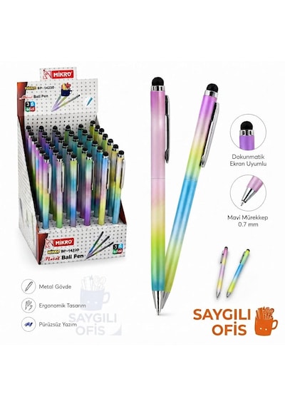 Saygılıofis Bp-1423d Dokunmatik Otomatik Metal Tükenmez Kalem 1 Adet Lacivert